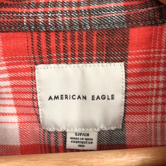 American Eagle Womens Button Down SIze S Coral Plaid Brushed Flannel Lumberjane - Picture 2 of 10